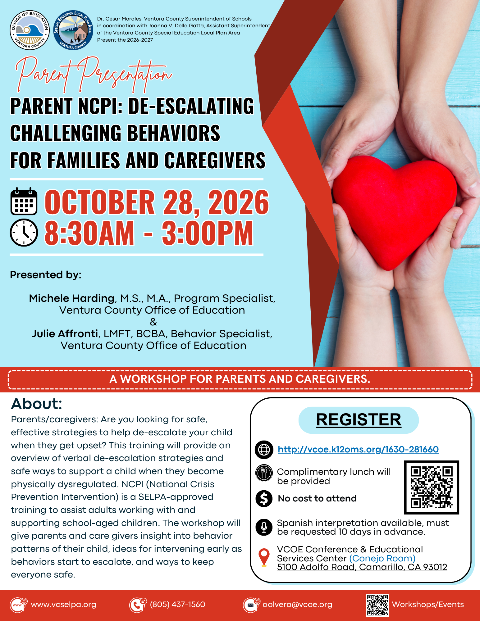 Flyer for NCPI for Parents October 28, 2026 